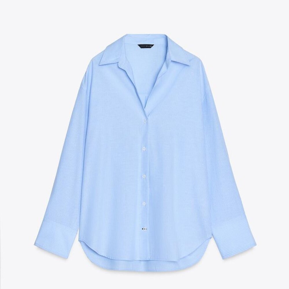 ZARA OXFORD SHIRT NWT SMALL WHITE/SKY BLUE 8741/049/058
